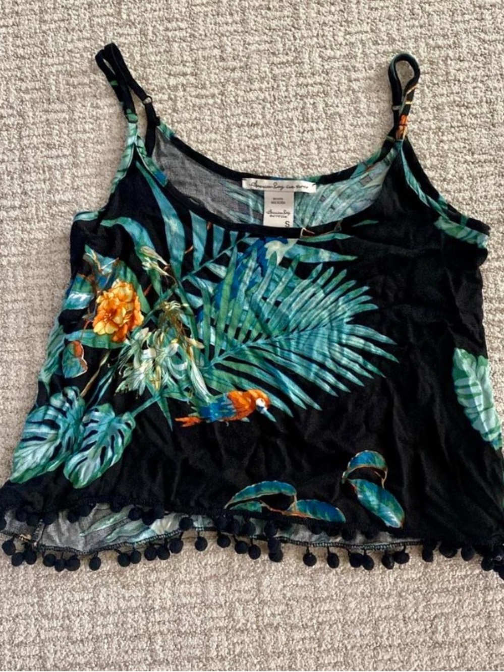 American Rag Tropical Parrot Tank Top in Black, Teal & Orange